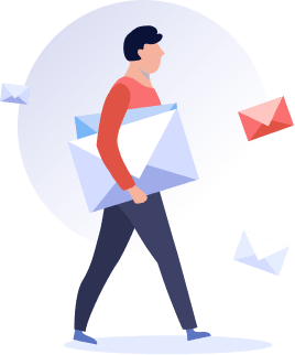 Man with mail box letters